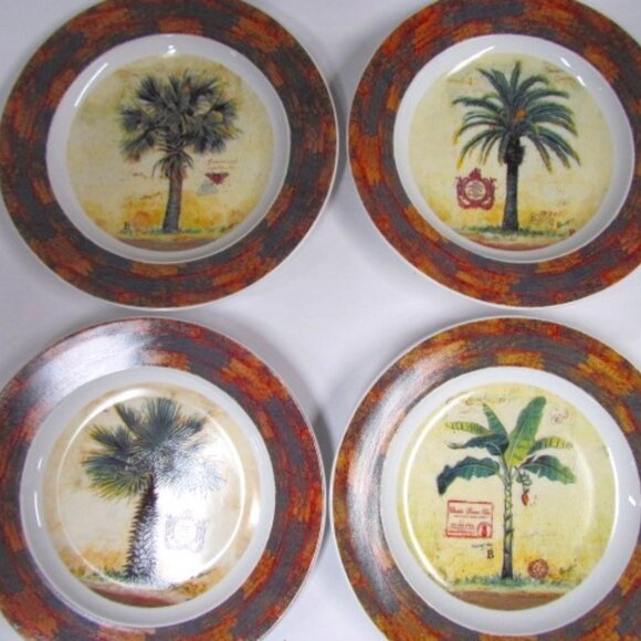Palm Trees Tropical design 4 Lunch Dessert Plates 8.5” - Picture 7 of 7